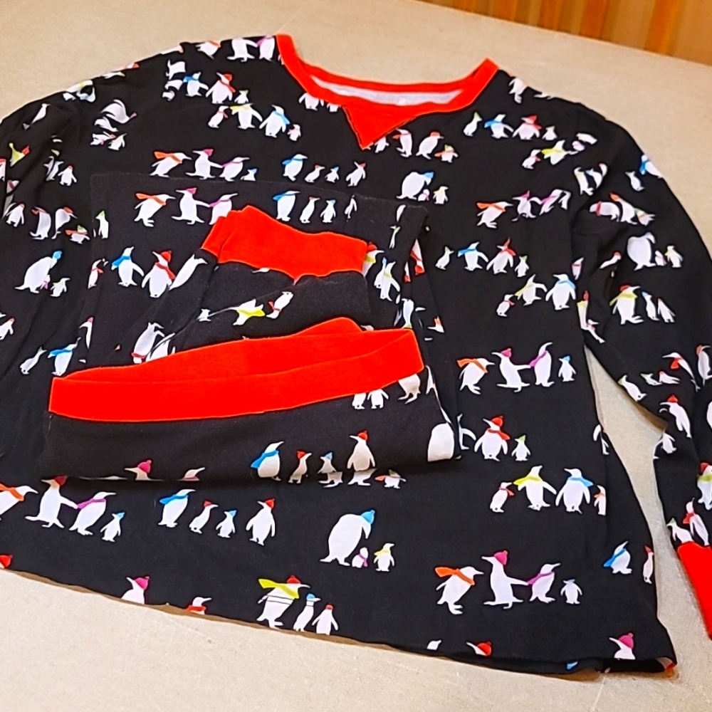 Winter Penguin Cotton Pajama Set, 1X